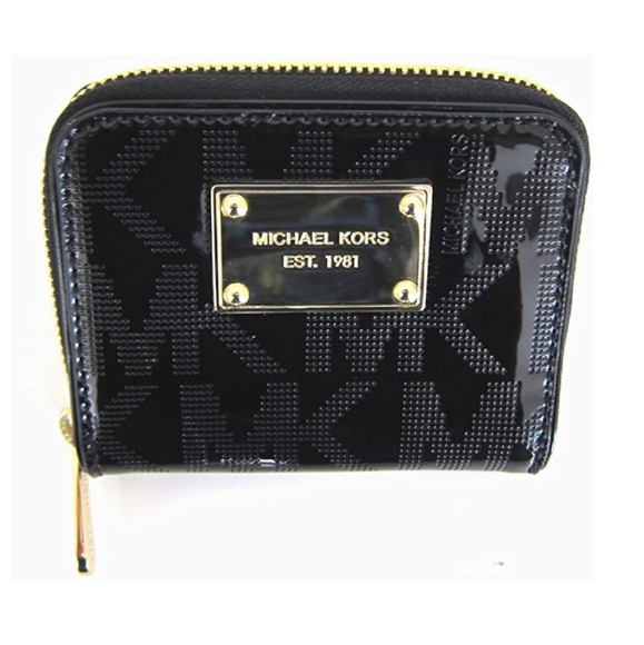 Michael Kors Handbags - MK Logo Mirror Metallic Zip Around Bifold Wallet